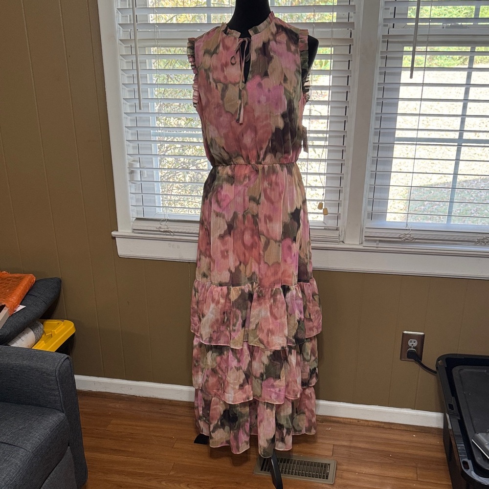 1. State Pink and Green Floral Maxi Dress
